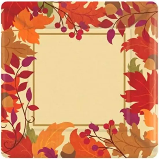 Festive Fall Square Dinner Plates - 18ct {1}