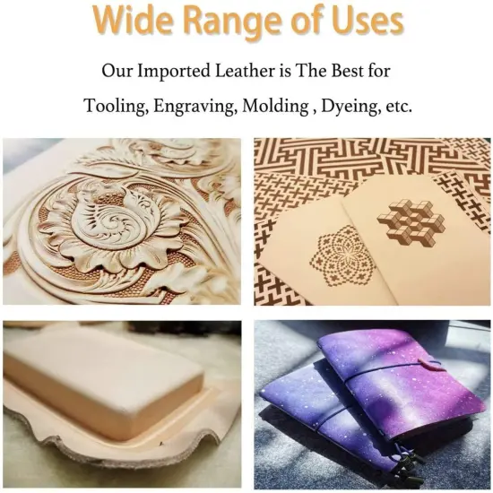 ELW Tooling Full Grain Leather Vegetable Tanned 4-5 oz (1.8-2mm) Thickness Pre-Cut Sizes 6" up to 16 Sq Ft Cowhide Full Grain Leather Craft Holsters Emboss Stamp {7}