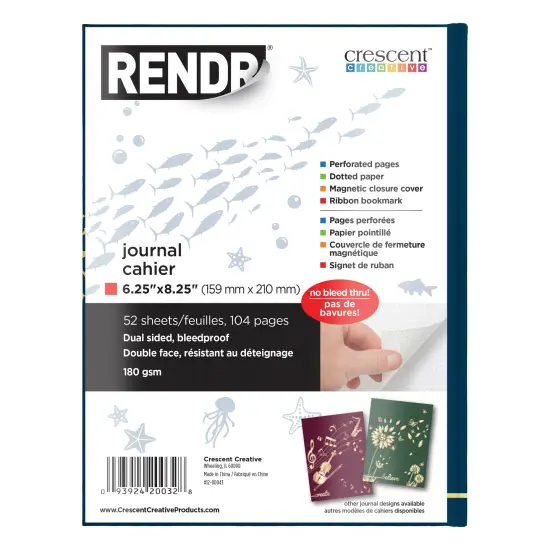 Rendr No Show Thru Hard Bound Journal - Inspire-6.25"x8.25", 52 Sheets {3}