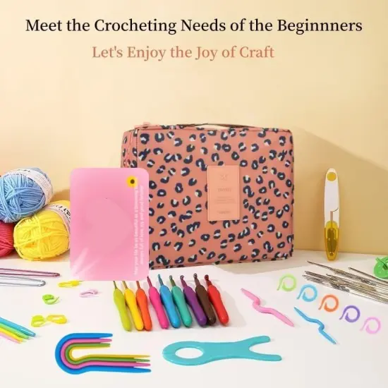 63Pcs Crochet Kit with 6 Colors Yarn - Leopard {3}