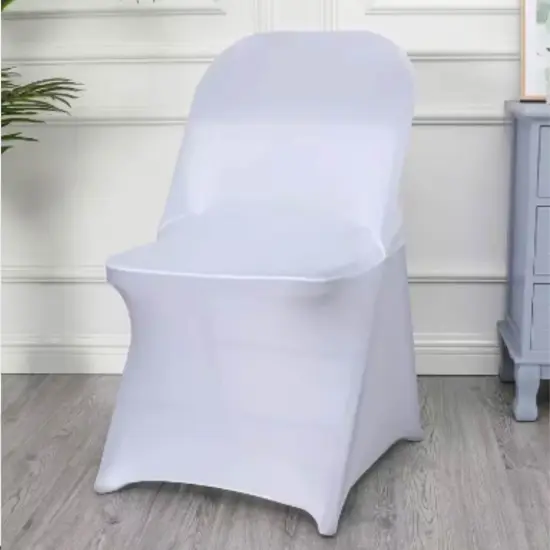 White Folding Spandex Chair Cover for Event Seating {5}