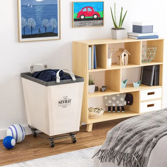 Seville Classics Heavy-Duty Rolling Laundry Hamper, Natural White {3}