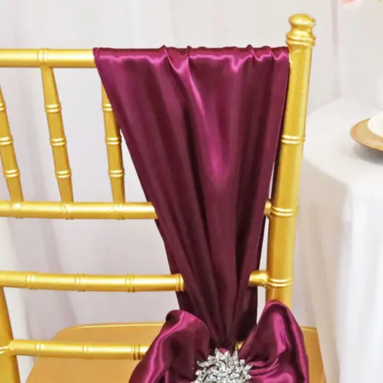 10 Pieces Satin Chair Sashes 8 by 108 inches Sangria {5}