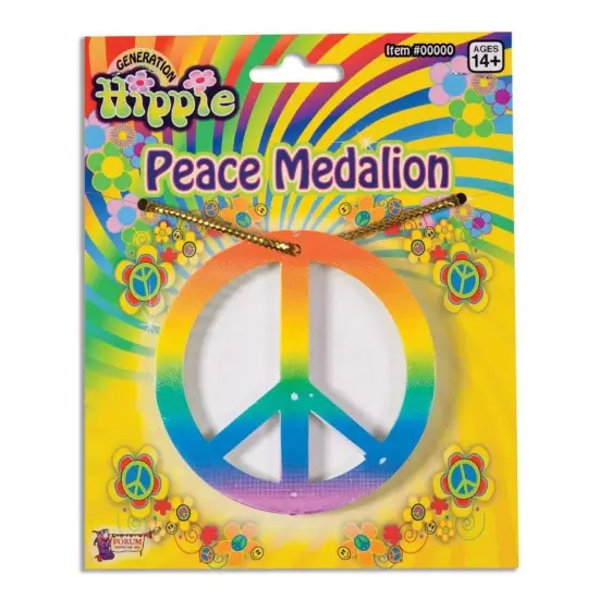 Hippie Rainbow Peace Medallion Necklace Costume Accessory {3}