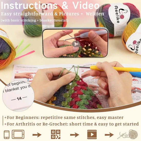 Crochet Blanket Kit for Beginners {4}