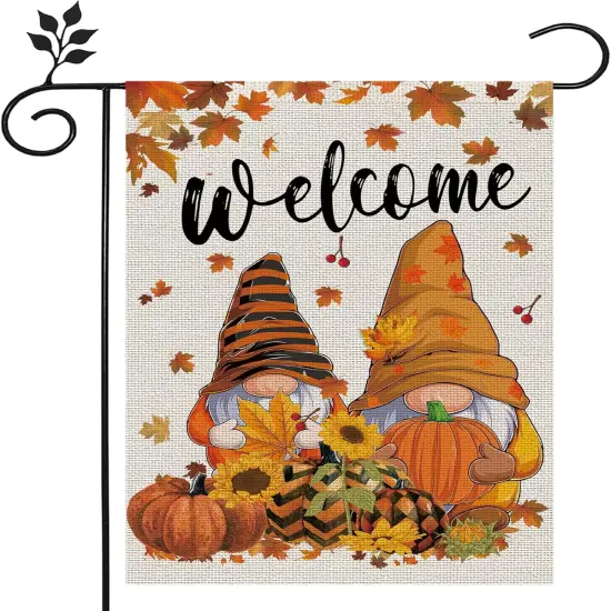 Fall Garden Flag Gnomes Yard Flag 12.5 x 18 {1}