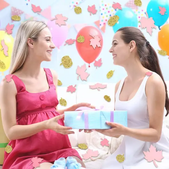 200 Pieces Thanksgiving Pink and Gold Pumpkin Confetti Christmas Baby Shower {5}