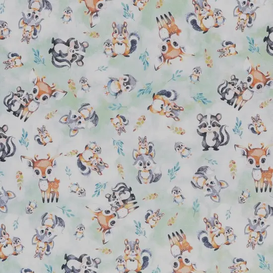 Mook Fabrics Fawn & Friends Printed PUL Fabric [60 in. Wide] - By The Yard Green {1}