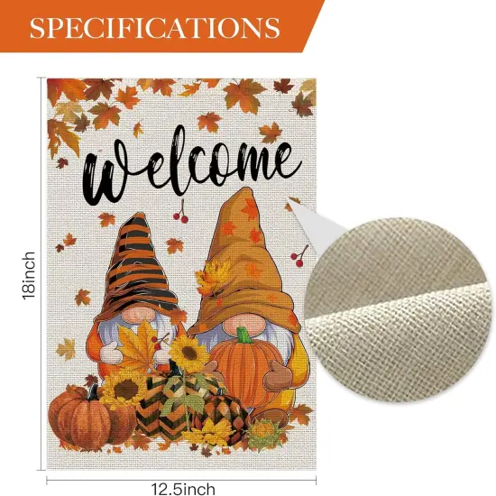 Fall Garden Flag Gnomes Yard Flag 12.5 x 18 {2}