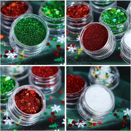 6 Boxes Christmas Nail Art Glitter Sequins 3D Holographic Winter {4}