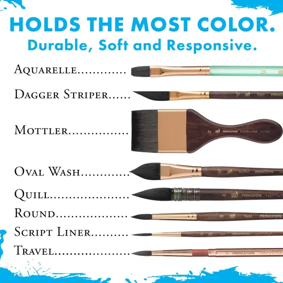 Princeton Series 4750 Neptune Synthetic Squirrel Brush-Short Handle Aquarelle 1/4" {7}