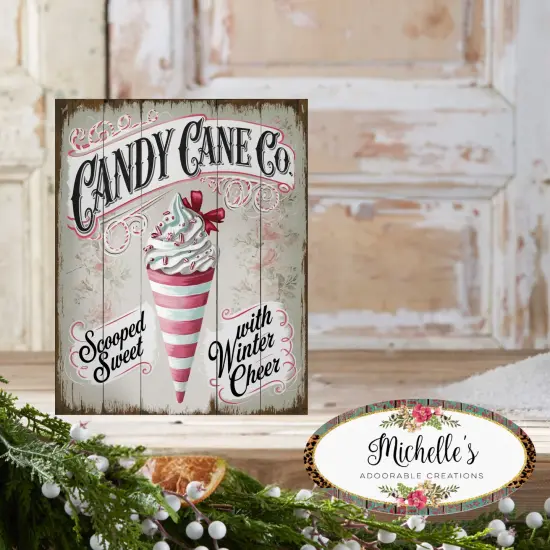 Vintage Candy Cane Co Christmas Sign {3}