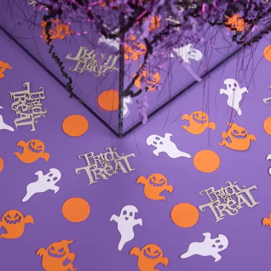 Black Purple Iridescent Glitter w/Orange Ghosts Confetti {3}