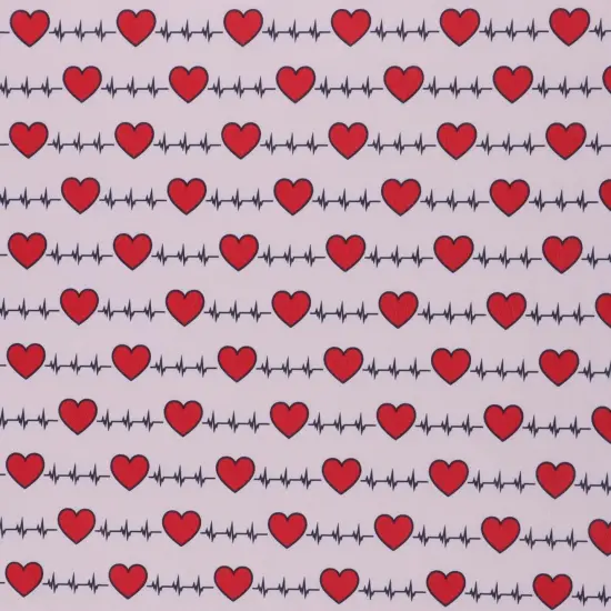 Mook Fabrics Cardio Heart Printed PUL Fabric [60 in. Wide] White - By The Yard {1}