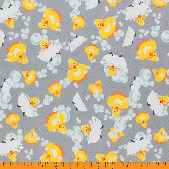 Mook Fabrics Bath Time Printed PUL Fabric [60 in. Wide] - By The Yard Grey {3}