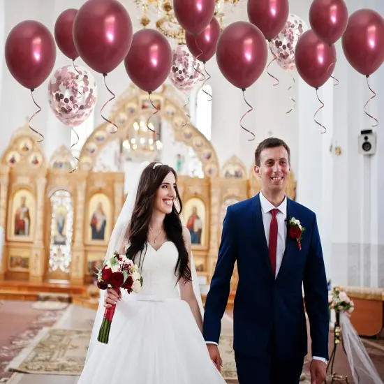 Metallic Burgundy Balloons and Confetti Rose Gold Balloons (Burgundy Rose Gold) {2}