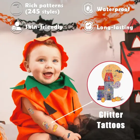 245 Styles Glitter Halloween Tattoos {3}