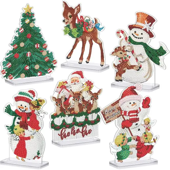 6 Pcs Christmas Diamond Painting Sign Set Diamond Painting Kits {1}
