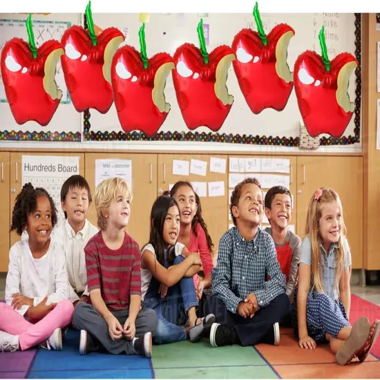 6 Pcs of Apple Foil Red Balloons {4}