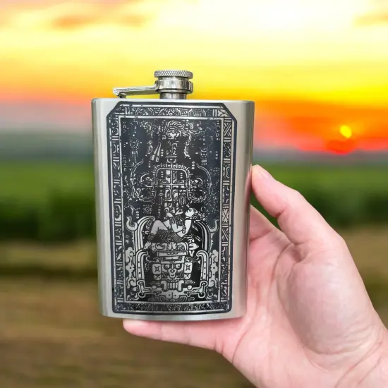 8oz Mayan Astronaut Stainless Steel Flask {2}