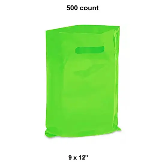 9 x 12" Die Cut Bags with Strong Handles Lime Green {1}