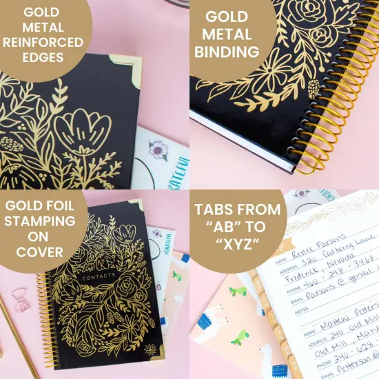 bloom daily planners Contact Book, 6" x 8.25", Gold Embroidery {5}