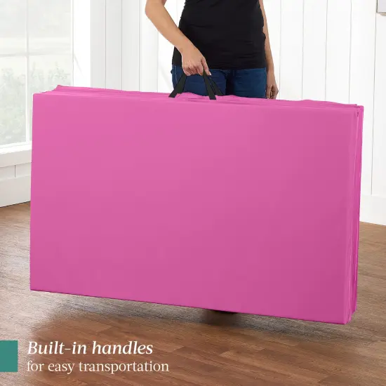 Best Choice Products 10ftx4ftx2in Folding Gym Mat 4-Panel w/ Carrying Handles & Folding Balance Beam Pink w/Beam {6}
