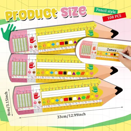 108 Pcs Pencil Desk Name Tags for Classroom with Alphabet {2}