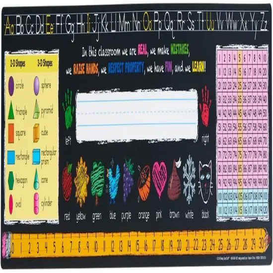 24PK Chalkboard-Style Grades K-2 Self-Adhesive Deluxe Plastic Desktop Reference Nameplate {1}