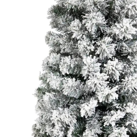 Northlight Pencil Flocked Pine Artificial Christmas Tree - 6' - Unlit Green {5}