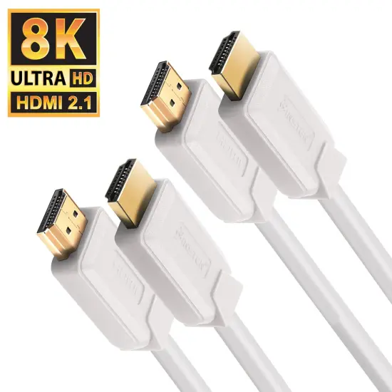 Insten 2 Pack High Speed 8K HDMI Male to Male Cable Cord 6 ft for TV, PC, Desktop Computer, 60Hz, 48Gbps, , White {2}
