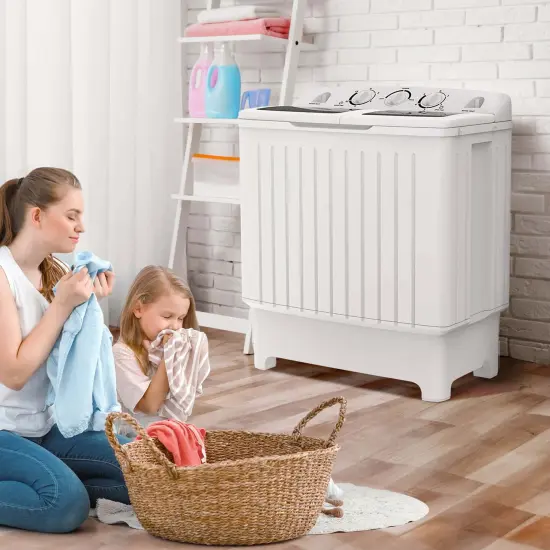 Costway Portable Washing Machine Twin Tub Compact Laundry Washer with 20 lbs Capacity {4}