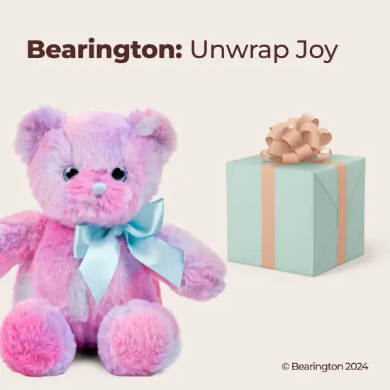 Bearington Rainbow Teddy Bear: Lil Gem Bear, Handsewn 12&rdquo; Plush Animal in Rainbow Pink, Blue and Purple, Made with Ultra-Soft Fur and Premium Fill, Machine Washable, Great Gift for Kids of All Ages Multicolor {5}