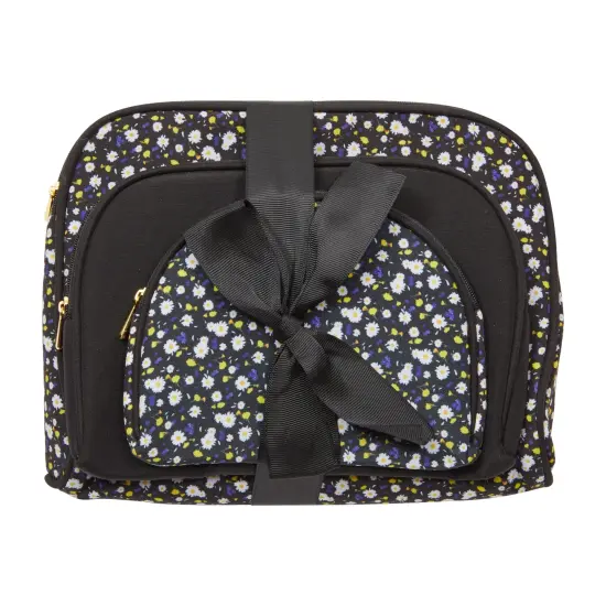 3 Pieces Glamlily Black Daisy Makeup Bags Set for Women, Cosmetic Travel Pouch Toiletry Organizer {6}