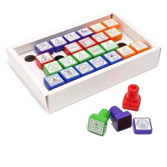 Passport Stamps, City and Country Stamp Set (1 x 1 in, 26 Pieces) Multicolor {6}