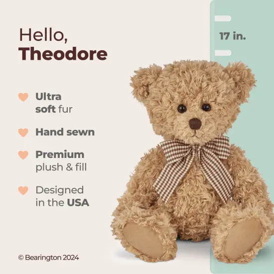 Bearington Theodore The Brown Teddy Bear Plush, 17 Inch Bear Stuffed Animal, For Ages 3-14 {2}