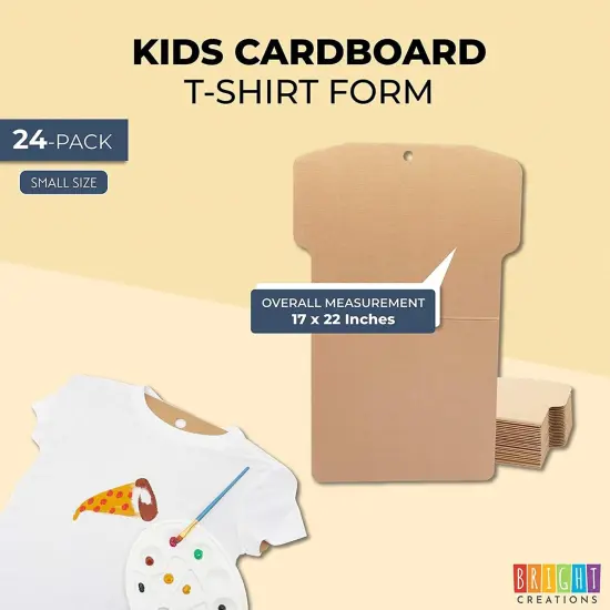 Youth Cardboard Shirt Form for Arts and Crafts, Size Small (17 x 22 in, 24 Pack) Brown {2}