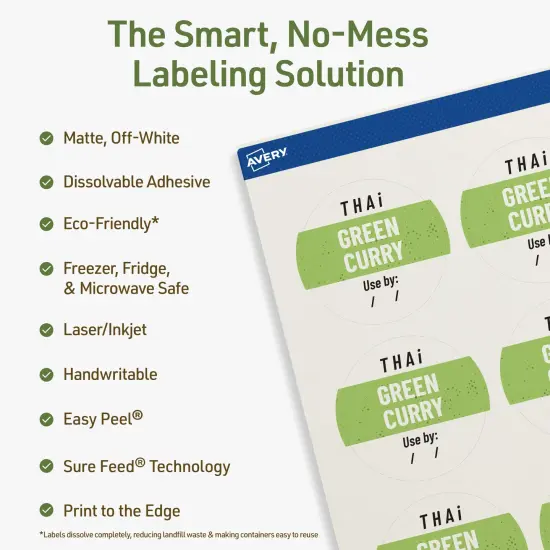 Avery Dissolvable Labels, 2.25" Diameter Round {8}