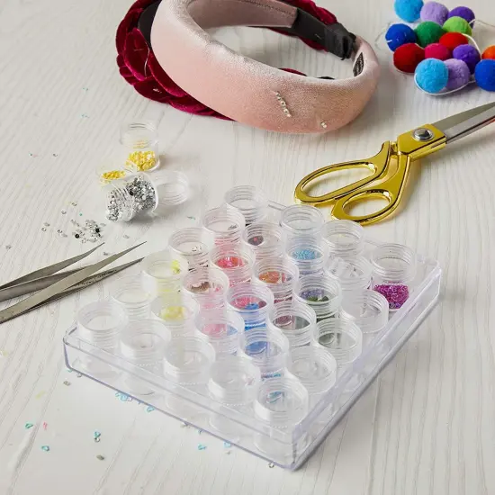 Clear Plastic Beads Storage Containers with Lids, 30 Jars, for Rhinestones, Glitter Art and Craft Organizer box {2}