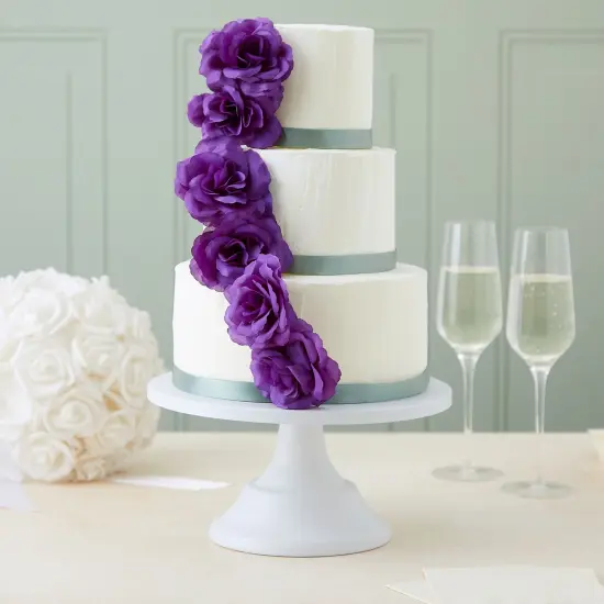 Bright Creations 50 Pack Purple Roses Artificial Flowers Bulk, 3 Inch Stemless Fake Silk for Decorations, Wedding, Faux Bouquets {3}