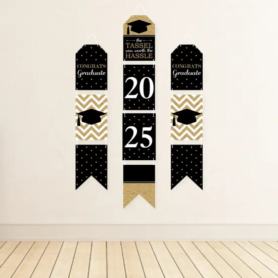 Big Dot of Happiness Gold - Tassel Worth The Hassle - Hanging Vertical Paper Door Banners - 2025 Grad Party Wall Decoration Kit - Indoor Door Decor {4}
