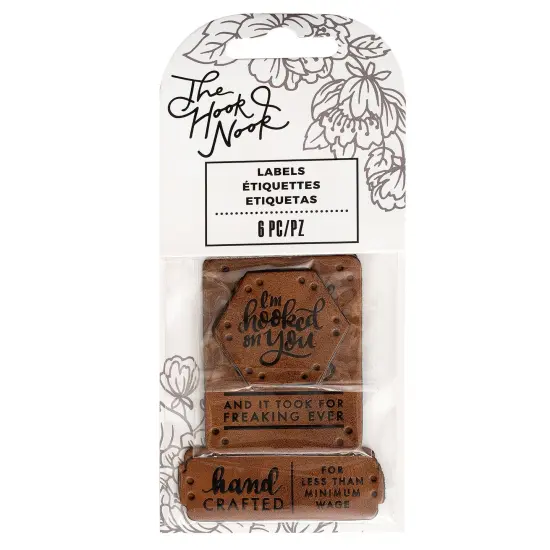 The Hook Nook Sew-On Project Labels-Faux Leather 6/Pkg {1}