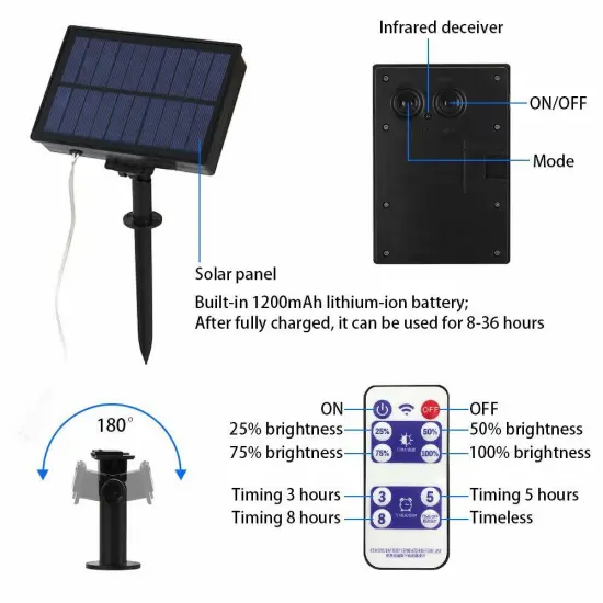 10Pcs Solar Meteor Shower Lights Outdoor - Waterproof LED String Lights with Remote, IP65 for Garden, Christmas, Wedding, Party Decor {2}