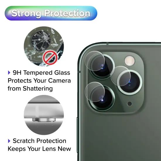[2 Pack] Rear Camera Lens Protector for iPhone 11 Pro Max 6.5 / iPhone 11 Pro 5.8 inch 2019, Tempered Glass Clear Back Camera Screen Guard Film Shield Anti-Scratch Anti-Fingerprint Ultra HD by Insten {2}