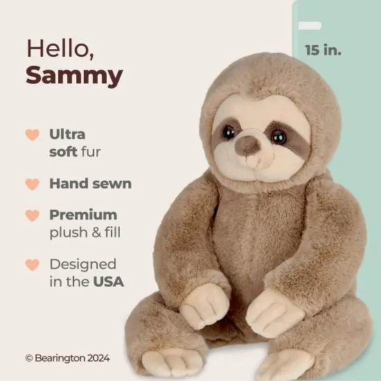 Bearington Sammy Plush Sloth Stuffed Animal, 15 Inches Brown {2}