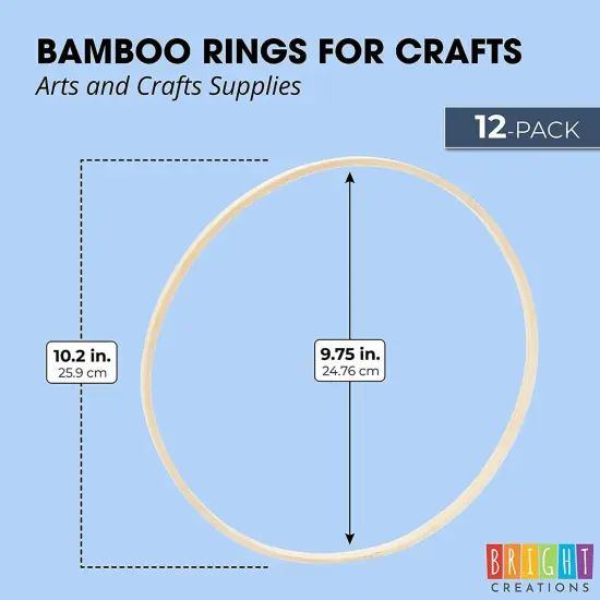 Bamboo Rings for Crafts, Macrame, and Dreamcatchers (10.2 Inches, 12 Pack) {2}
