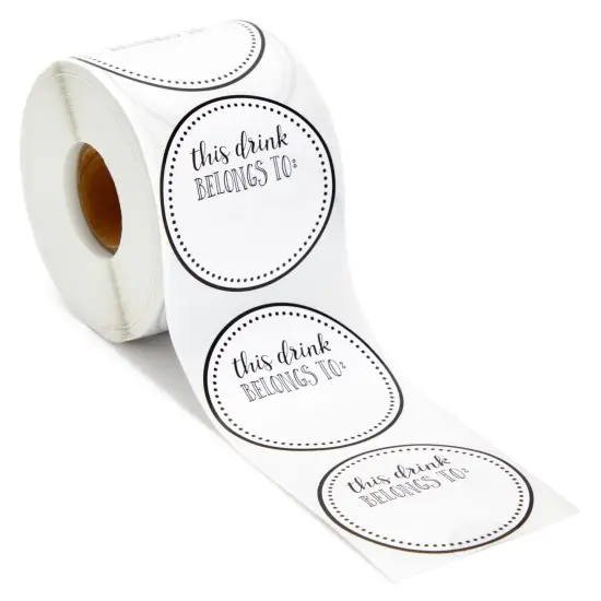 500 Pack Drink Stickers for Cups, Water Bottles, This Drink Belongs To Stickers for Wedding Reception, Birthday Party, Anniversary, Cocktail Party, Blank Cup Name Tags (2 In) Black {6}