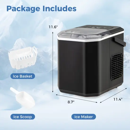 Portable Countertop Ice Maker with Self-Cleaning Function and One-Button Control Panel Black {4}