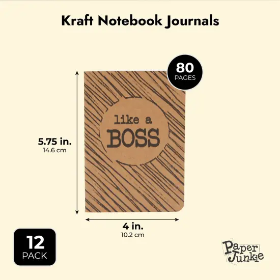 12 Pack A6 Notebook Bulk - Brown Kraft Paper Lined Journals for Kids, Coworkers, Office School Supplies (80 Lined Page, 4 x 5.75 In) - 6 Motivational Designs {5}