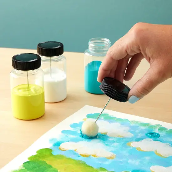 6-Pack Clear Bottle Wool Daubers with Ball Brush for DIY Projects, Arts and Crafts, Gluing, Leather Dye Tool with Applicator, Plastic Empty Bottle (120 ml Capacity) {2}